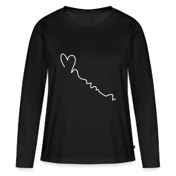 Herz Herzlinie - Frauen Premium Bio Langarmshirt - Schwarz - Vorne - Julia (174cm)
