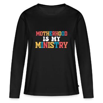 La maternité est mon ministère - T-shirt manches longues Premium bio Femme - noir - Devant - Julia (174cm)