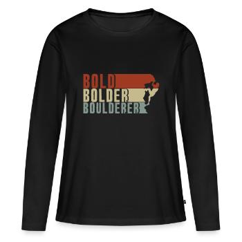 Bold Bolder Boulderer Bloc Bloc - T-shirt manches longues Premium bio Femme - noir - Devant - Julia (174cm)