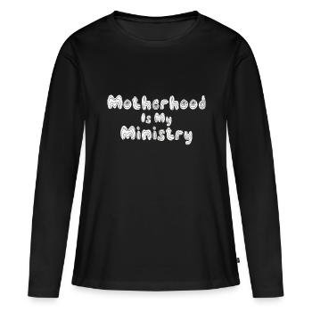 La maternité est mon ministère - T-shirt manches longues Premium bio Femme - noir - Devant - Julia (174cm)