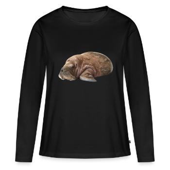 Walross - Frauen Premium Bio Langarmshirt - Schwarz - Vorne - Julia (174cm)