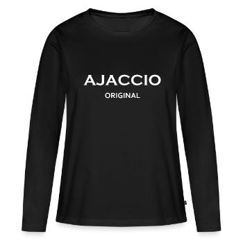 Ajaccio original - T-shirt manches longues Premium bio Femme - noir - Devant - Julia (174cm)