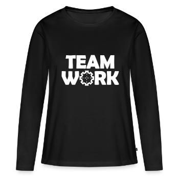 Le travail d’équipe - T-shirt manches longues Premium bio Femme - noir - Devant - Julia (174cm)