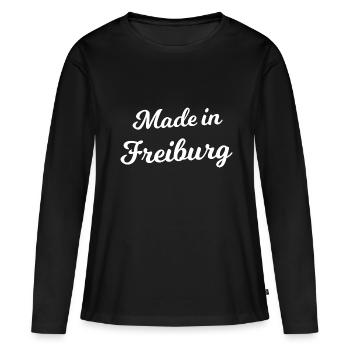 Né à Fribourg - T-shirt manches longues Premium bio Femme - noir - Devant - Julia (174cm)