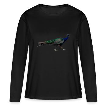 Les paons sont des oiseaux merveilleux - T-shirt manches longues Premium bio Femme - noir - Devant - Julia (174cm)