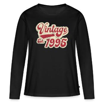 Jahrgang Est 1995 - Frauen Premium Bio Langarmshirt - Schwarz - Vorne - Julia (174cm)