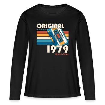 46e anniversaire Légende April Née en 1979 - T-shirt manches longues Premium bio Femme - noir - Devant - Julia (174cm)