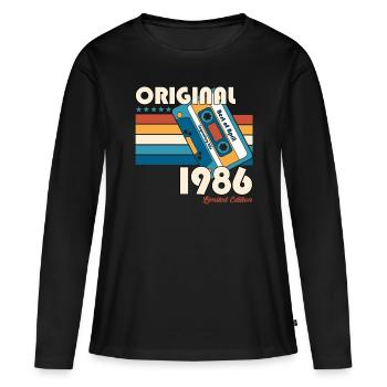 40ème anniversaire cadeau mari cassette avril 1986 - T-shirt manches longues Premium bio Femme - noir - Devant - Julia (174cm)