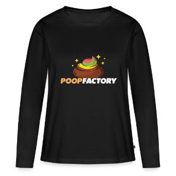 Kackhaufen-Fabrik - Poop-Factory - Frauen Premium Bio Langarmshirt - Schwarz - Vorne - Julia (174cm)