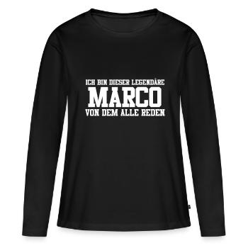 Marco Name Design - Frauen Premium Bio Langarmshirt - Schwarz - Vorne - Julia (174cm)