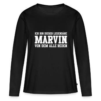 Marvin Name Design - Frauen Premium Bio Langarmshirt - Schwarz - Vorne - Julia (174cm)