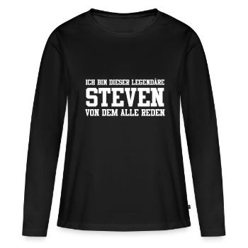 Steven Name Design - Frauen Premium Bio Langarmshirt - Schwarz - Vorne - Julia (174cm)