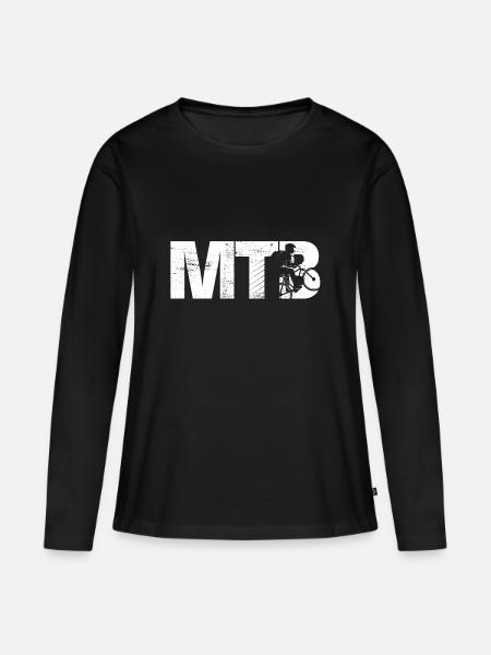 Mountainbike MTB Silhouette - Frauen Premium Bio Langarmshirt - Schwarz
