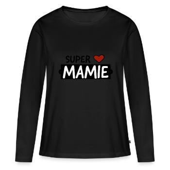Super mamie - T-shirt manches longues Premium bio Femme - noir - Devant - Julia (174cm)