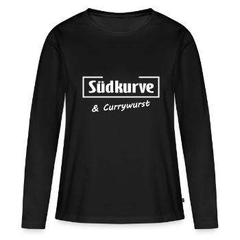 Stade et saucisse - T-shirt manches longues Premium bio Femme - noir - Devant - Julia (174cm)