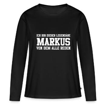 Markus Name Design - Frauen Premium Bio Langarmshirt - Schwarz - Vorne - Julia (174cm)