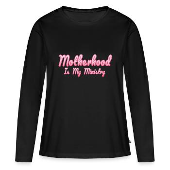 La maternité est mon ministère - T-shirt manches longues Premium bio Femme - noir - Devant - Julia (174cm)