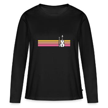 Violon violon violon joueur rayures - T-shirt manches longues Premium bio Femme - noir - Devant - Julia (174cm)