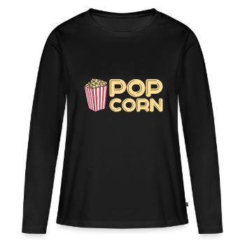 Popcorn - Frauen Premium Bio Langarmshirt - Schwarz - Vorne - Julia (174cm)