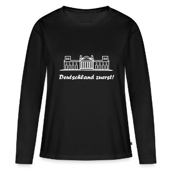 Die richtige Wahl - Frauen Premium Bio Langarmshirt - Schwarz - Vorne - Julia (174cm)
