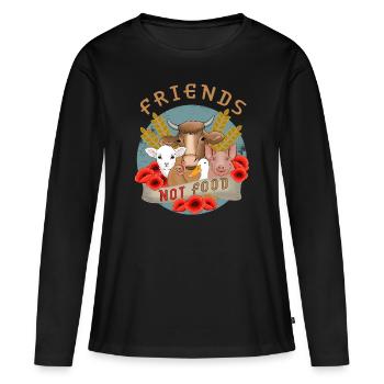 Amis pas nourriture - T-shirt manches longues Premium bio Femme - noir - Devant - Julia (174cm)
