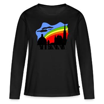 Arc-en-ciel de Vienne - T-shirt manches longues Premium bio Femme - noir - Devant - Julia (174cm)