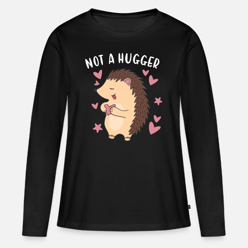 Hedgie Not A Hugger Hedgehog - Frauen Premium Bio Langarmshirt - Schwarz