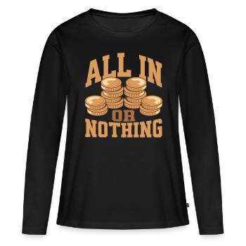 Poker All In ou Rien - T-shirt manches longues Premium bio Femme - noir - Devant - Julia (174cm)