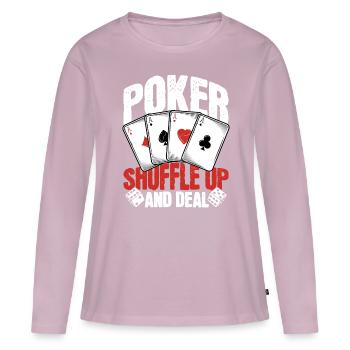 Poker : mélangez et distribuez - T-shirt manches longues Premium bio Femme - rose poudré - Devant - Julia (174cm)
