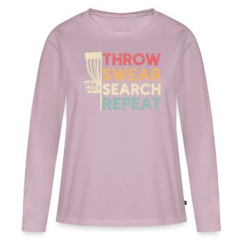 Disc Golf - Lancer jurer Recherche Répéter Drôle - T-shirt manches longues Premium bio Femme - rose poudré - Devant - Julia (174cm)