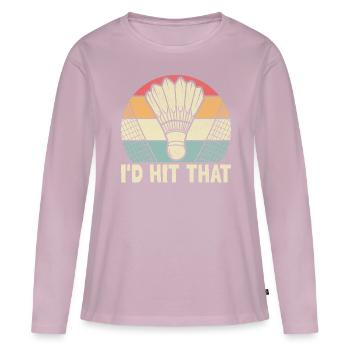 J’aurais frappé ce joueur de sport de volant de badminton - T-shirt manches longues Premium bio Femme - rose poudré - Devant - Julia (174cm)