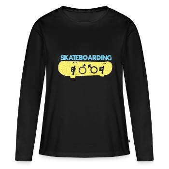 Skateboard Skateboard Skate Skater Skateboard - T-shirt manches longues Premium bio Femme - noir - Devant - Julia (174cm)