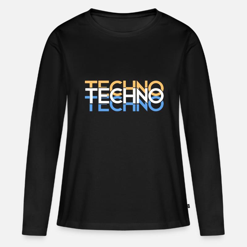 Techno - Frauen Premium Bio Langarmshirt - Schwarz