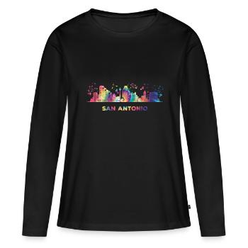 Horizon de San Antonian San Antonio - T-shirt manches longues Premium bio Femme - noir - Devant - Julia (174cm)