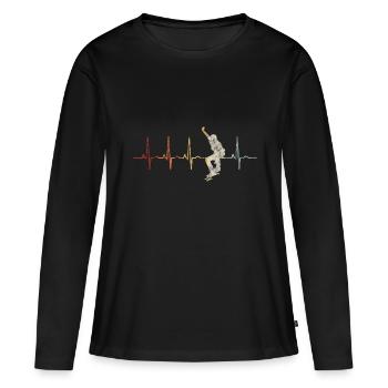 Skateboarder Skateboard EKG Skater Skate Skateing - T-shirt manches longues Premium bio Femme - noir - Devant - Julia (174cm)