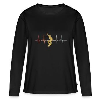 Skateboarder Skateboard EKG Skater Skate Skateing - T-shirt manches longues Premium bio Femme - noir - Devant - Julia (174cm)
