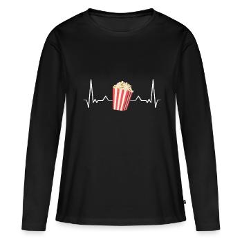 Popcorn - Frauen Premium Bio Langarmshirt - Schwarz - Vorne - Julia (174cm)
