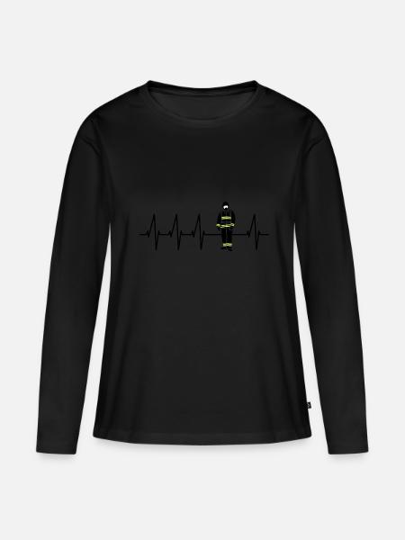 Feuerwehr - Frauen Premium Bio Langarmshirt - Schwarz