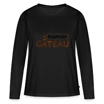 Maman gâteau. - T-shirt manches longues Premium bio Femme - noir - Devant - Julia (174cm)