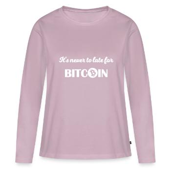 Il est temps d’acheter des bitcoins - T-shirt manches longues Premium bio Femme - rose poudré - Devant - Julia (174cm)