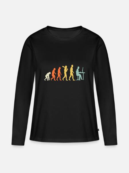 Die Evolution des Menschen zum Computerdesign - Frauen Premium Bio Langarmshirt - Schwarz
