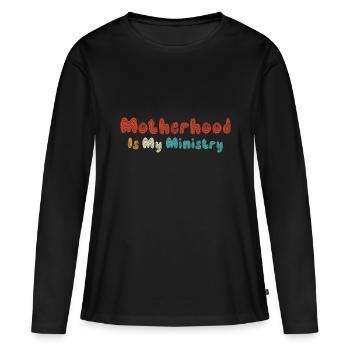 La maternité est mon ministère - T-shirt manches longues Premium bio Femme - noir - Devant - Julia (174cm)