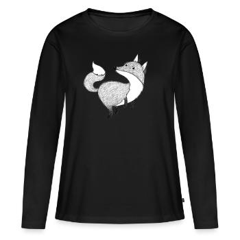 Fuchs - Frauen Premium Bio Langarmshirt - Schwarz - Vorne - Julia (174cm)