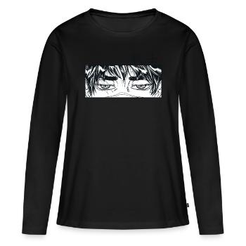 Krieger-Manga-Panel - Frauen Premium Bio Langarmshirt - Schwarz - Vorne - Julia (174cm)