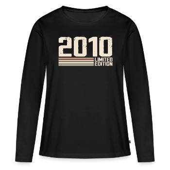 2010 Millésime 2010 Anniversaire 2010 Rétro 2010 - T-shirt manches longues Premium bio Femme - noir - Devant - Julia (174cm)