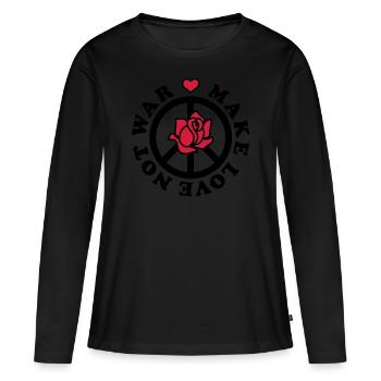 Faites l'amour pas la guerre - Faites l'amour, pas - T-shirt manches longues Premium bio Femme - noir - Devant - Julia (174cm)