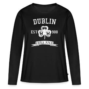 Dublin - T-shirt manches longues Premium bio Femme - noir - Devant - Julia (174cm)