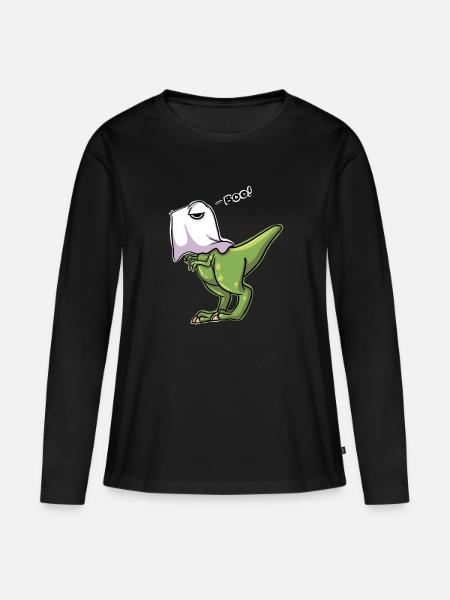 Dinosaurierentwurf Halloweens T Rex Lustiger Entwurf - Frauen Premium Bio Langarmshirt - Schwarz