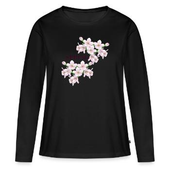 Spring, Frühling - Frauen Premium Bio Langarmshirt - Schwarz - Vorne - Julia (174cm)