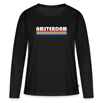 Amsterdam - T-shirt manches longues Premium bio Femme - noir - Devant - Julia (174cm)